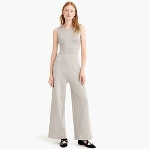J Crew silver metallic lurex cotton merino wool knit sleeveless jumpsuit - XS
